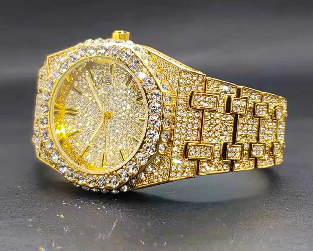 18K Gold Automatic Date Clock Steel
