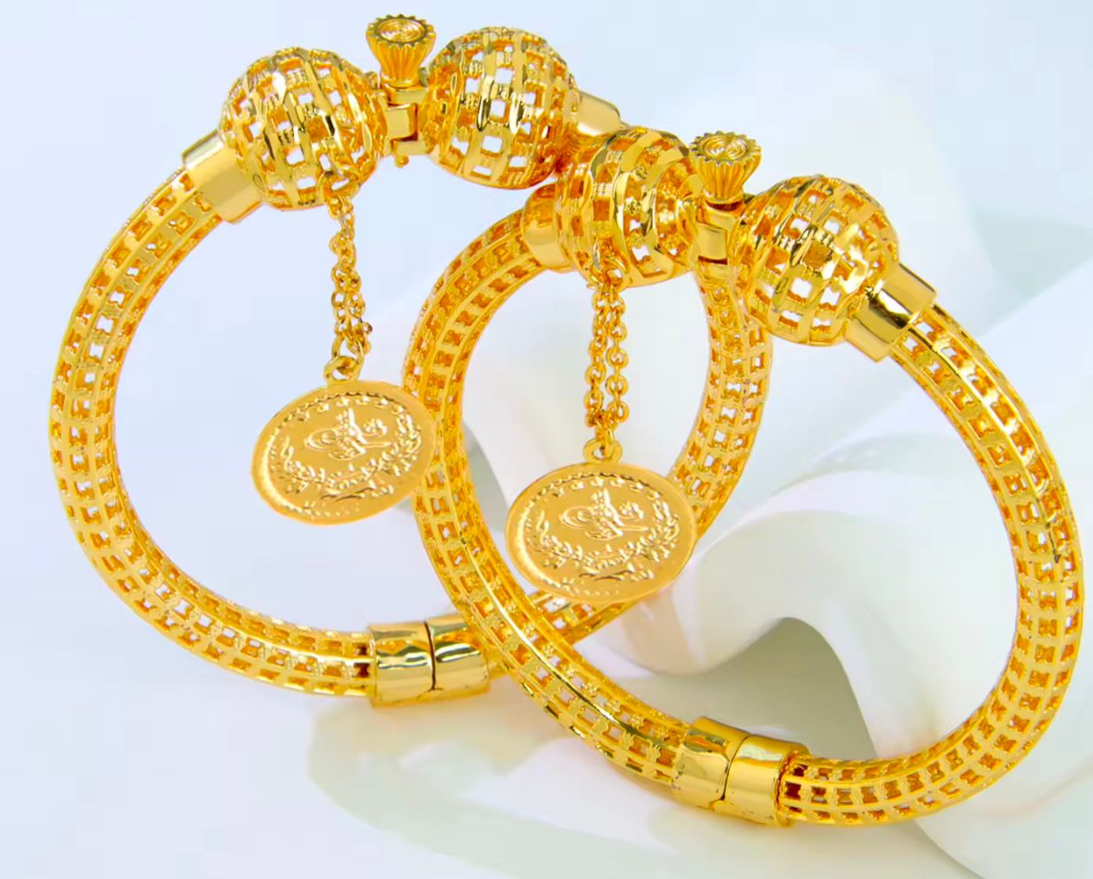 21k Gold Color Coins Bracelet